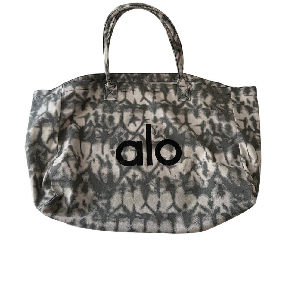 Alo Yoga Tote Bag Large Gray Canvas Tie Dye - Beach / Gym Bag - NWOT